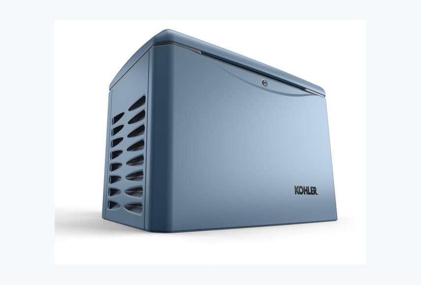 Kohler air-cooled home standby generator, three-quarter view